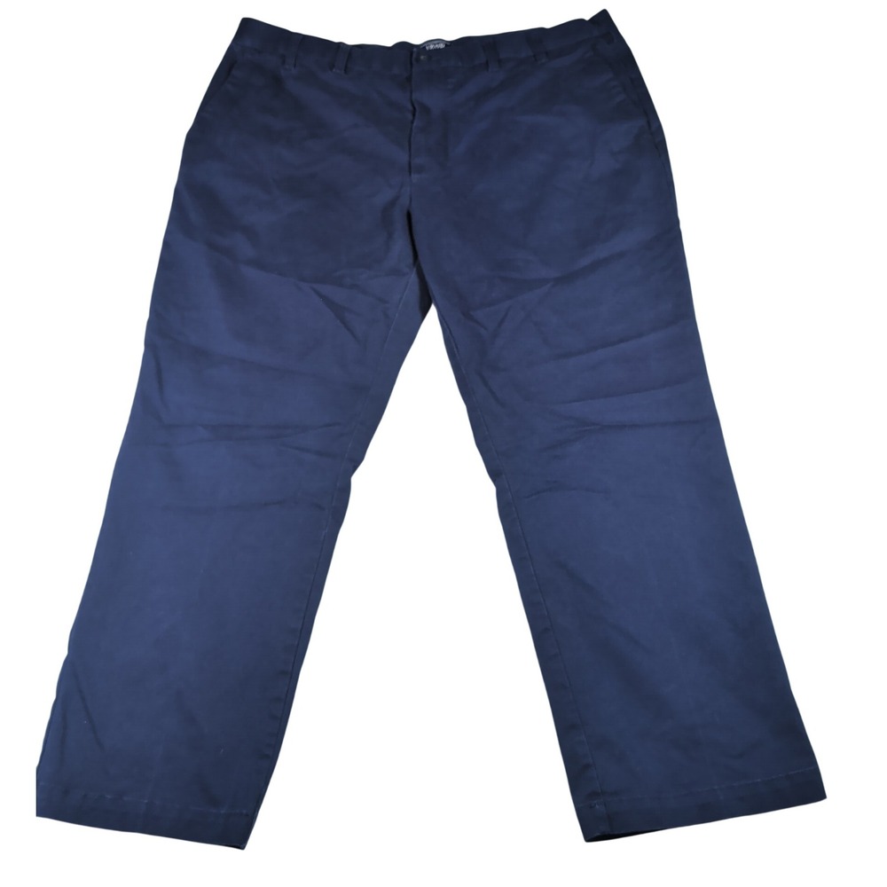 IZOD Chino Pants Mens 44x30 Navy Blue Flat Front Straight Stretch Cotton Twill